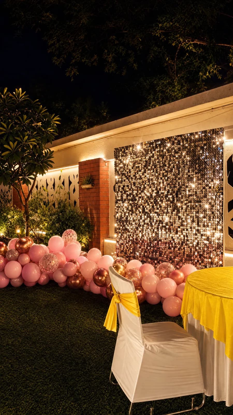 Night event with sequin backdrop