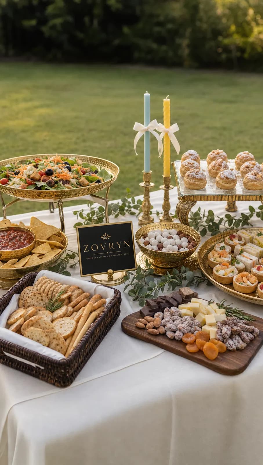 ZOVRYN grazing experience table styled with abundance