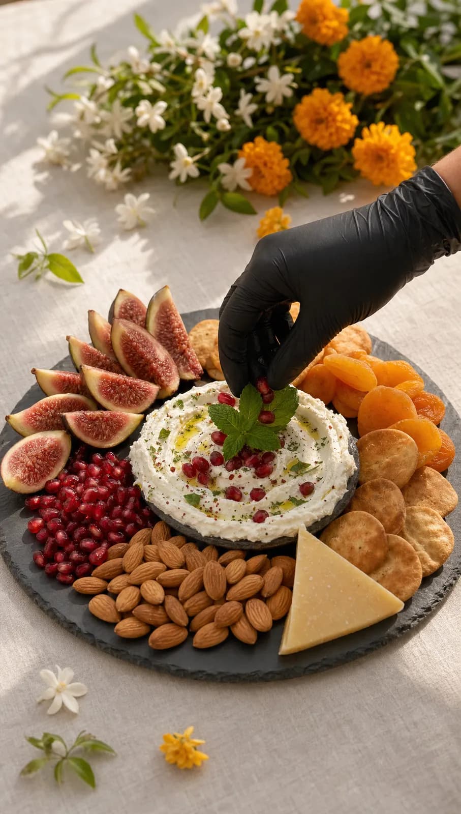 Whipped feta grazing board