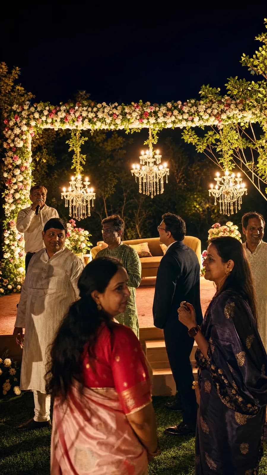 Night wedding floral arch
