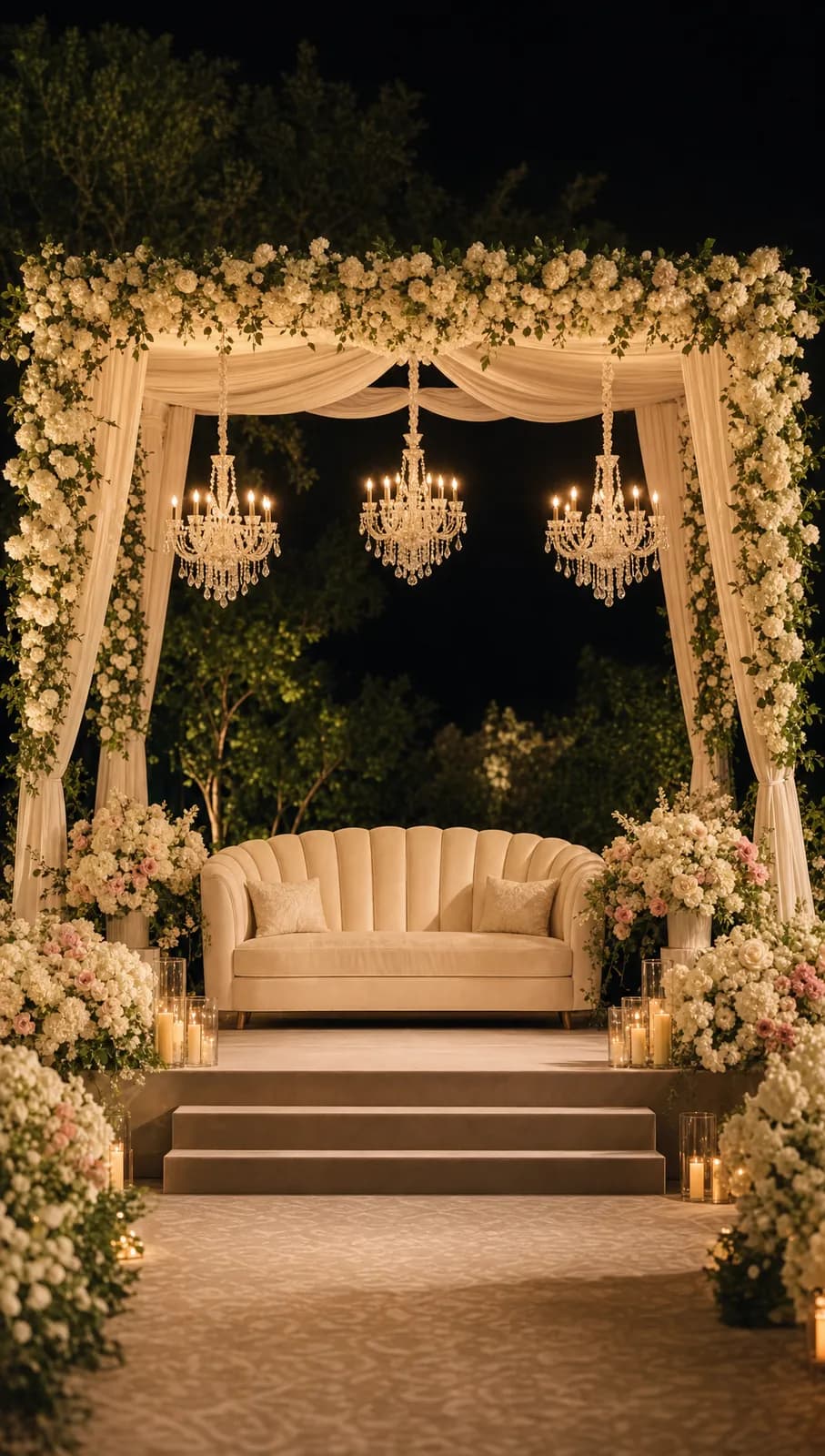 Wedding stage at night