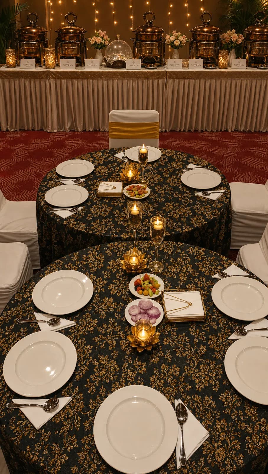 ZOVRYN black and gold banquet