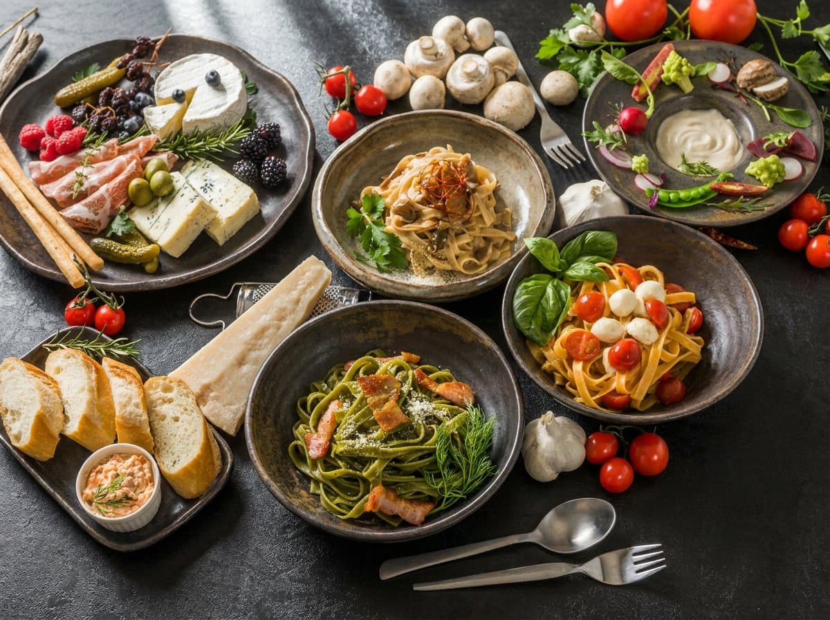 Layered Italian-inspired food display